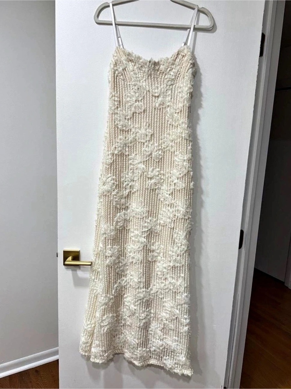 SHEIN Floral Maxi Dress in Cream Size Small